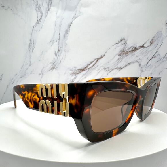 New MIU MIU Sunglasses Runway Glimpse Authentic Brown Tortoise Square Cat Eye